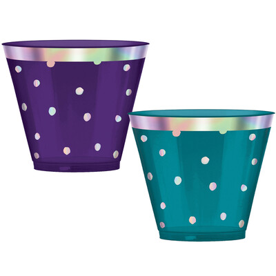 Sparkling Sapphire Dotty 9oz. Plastic Tumbler Cups Pk 30