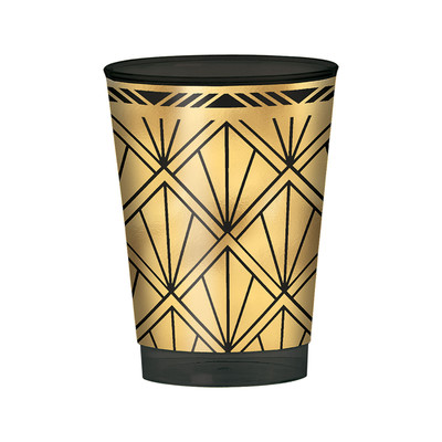 Glitz & Glam Black & Gold Plastic Tumbler Cups (295ml) Pk 20