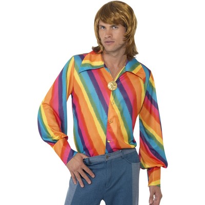 Mens 70s Rainbow Shirt Large (Shirt Only)