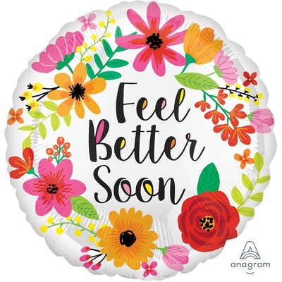 Feel Better Soon Floral Foil Balloon 17in 43cm