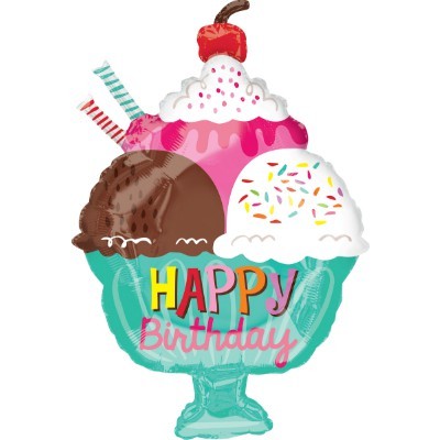 Happy Birthday Icecream Sundae 18in Foil Balloon Shape pk1