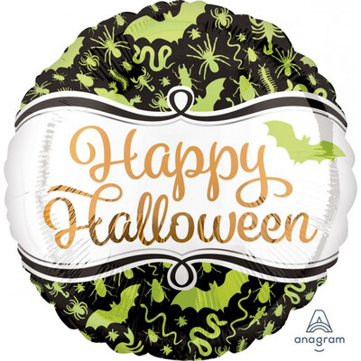 Happy Halloween Green & Black 17in. Foil Balloon Pk 1