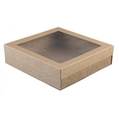 Kraft Brown Grazing Boxes with Lids Small 225x225x60mm (Pk 2)