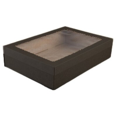 Black Grazing Boxes with Lids Medium 360x252x80mm (Pk 2)
