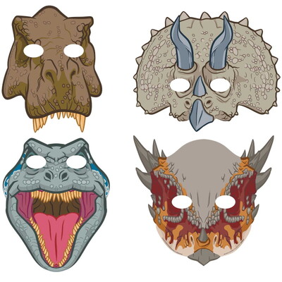 Jurassic World Dinosaur Paper Masks Pk 8