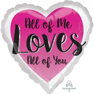 All of Me Loves All of You Foil Heart Balloon 43cm 17in Pk 1