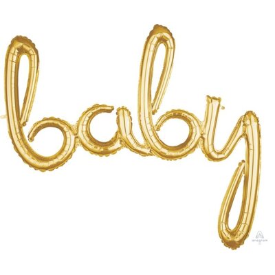 Gold Air Filled Baby Foil Script Banner Balloon 