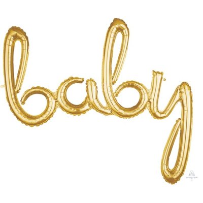 Gold Air Filled Baby Foil Script Banner Balloon 