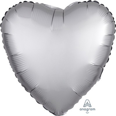 Satin Silver 17in. Heart Foil Balloon Pk 1