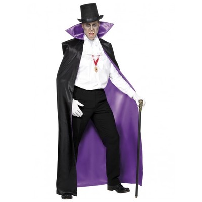 Adult Count Long Costume Cape (Reversible Purple & Black) Pk 1 (CAPE ONLY)