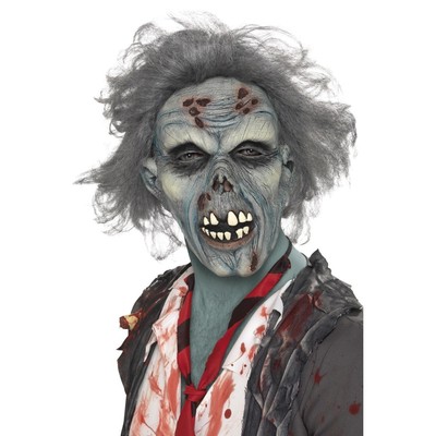 Halloween Decaying Zombie Latex Mask with Grey Hair Pk 1