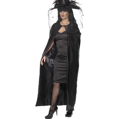 Adult Deluxe Long Black Witch Cape Pk 1 