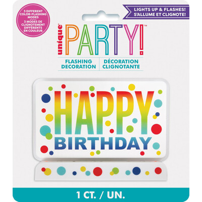 Flashing Happy Birthday Rainbow Dots Cake Topper
