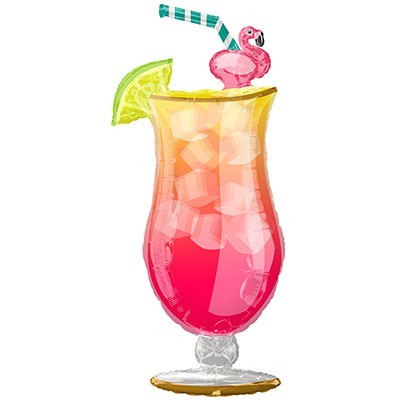 Tropical Flamingo Drink Supershape Foil Balloon Pk1 