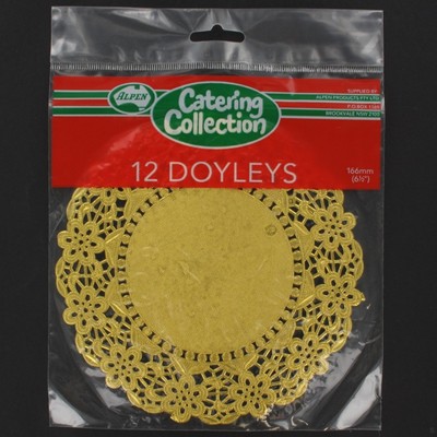 Gold Round Doilies 166mm Pk12 