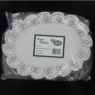 White Oval Doilies 260mm x 356mm Pk250 