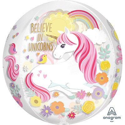 Magical Unicorn Believe Orbz Balloon (38cm x 40cm) Pk 1