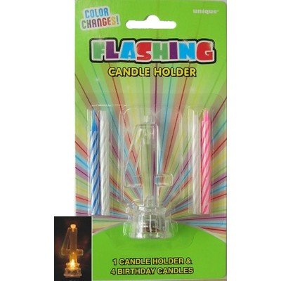 Number 4 Flashing Candle Holder & Candles Pk 1