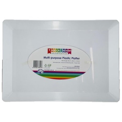 White Rectangle Plastic Platter (40cm x 28cm) Pk 1