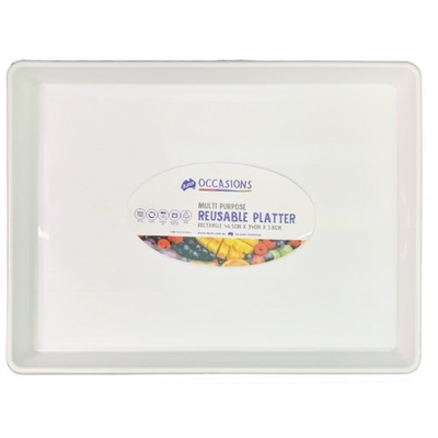 Large White Plastic Rectangle Platter 46.5 x 34cm (Pk 1)