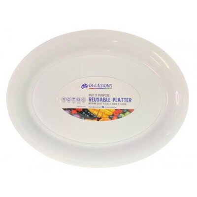 White Medium Oval Plastic Platter (47cm x 35cm) Pk 1