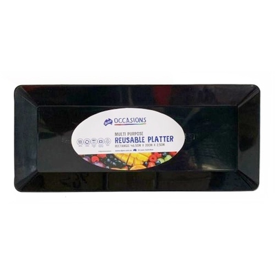 Black Rectangle Plastic Platter (46.5cm x 20cm) Pk 24