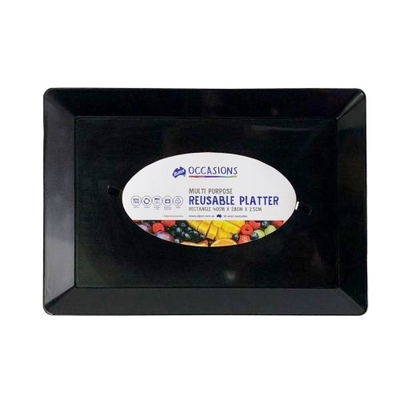Black Rectangle Plastic Platter (40cm x 28cm) Pk 1