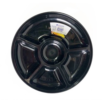 Black Round Plastic Compartment Platter (31.5cm) Pk 1
