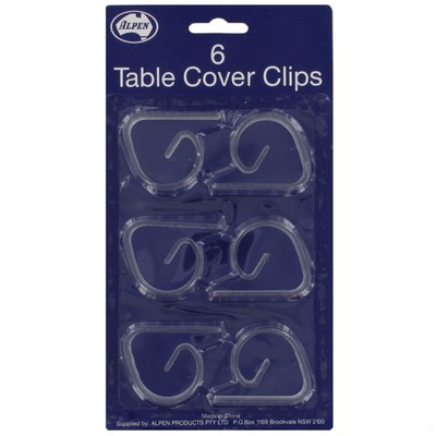 Tablecover Clips Clear Pk6 