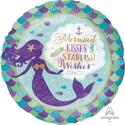 Mermaid Wishes Holographic 18in. Foil Balloon Pk 1 