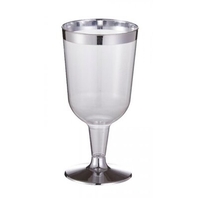 Clear Reusable Silver Rim & Base Wine Glasses 175ml (Pk 96)