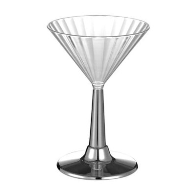Silver Trim Plastic Martini Glasses 175ml Pk 12