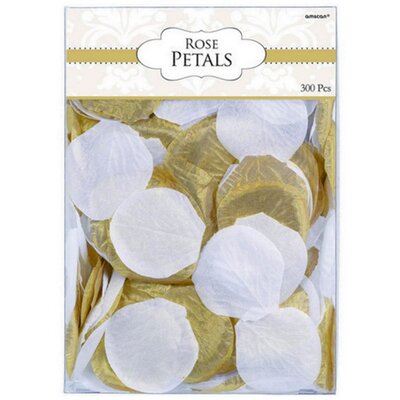  Gold & White Fabric Rose Petals (approx 300)