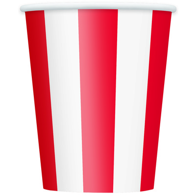 Red Stripes 12oz Paper Cups Pk 6