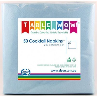 Light Blue Cocktail Napkins 2Ply Pk 50