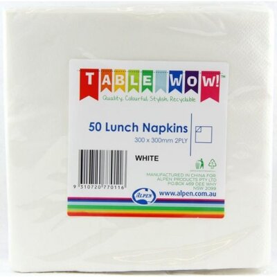 White 2 Ply Lunch Napkins Pk 50