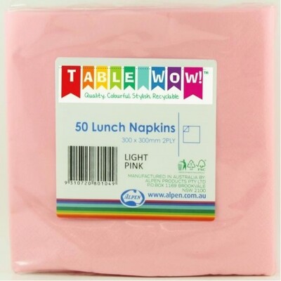Light Pink 2 Ply Lunch Napkins Pk 50
