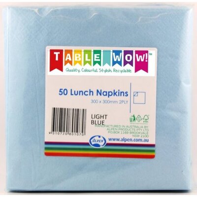 Light Blue 2 Ply Lunch Napkins Pk 50