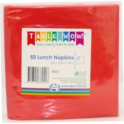 Red 2 Ply Lunch Napkins Pk 50 
