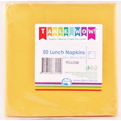 Yellow 2 Ply Paper Lunch Napkins (Pk 50)