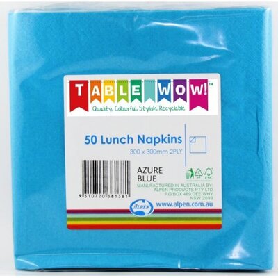 Azure Electric Blue Lunch Napkins 2Ply Pk 50