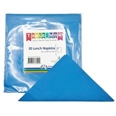 Royal Blue Paper Lunch Napkins 33cm Pack of 50 | 2 Ply Recyclable Party Napkins