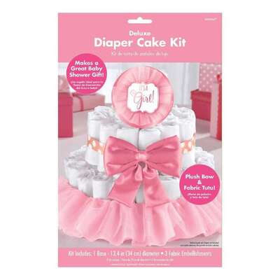 Pink Baby Shower Diaper Nappy Cake Kit