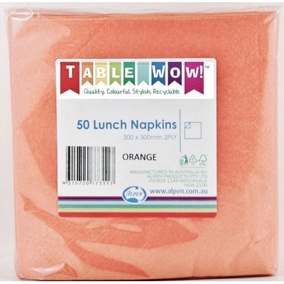 Orange 2 Ply Paper Lunch Napkins (Pk 50)