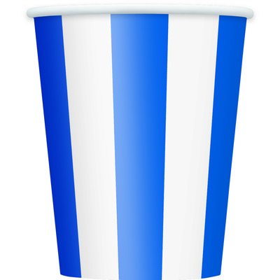 Blue Stripes 12oz Paper Cups Pk 6