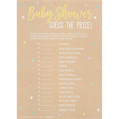 Guess The Price Baby Shower Game (24 Sheets)