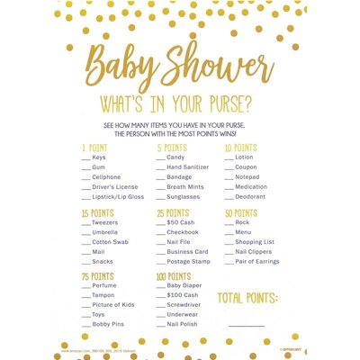 What's In Your Purse Baby Shower Game (24 Sheets)