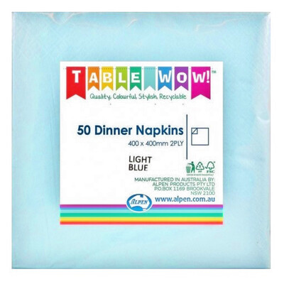 Light Blue 2 Ply Dinner Napkins Pk 50