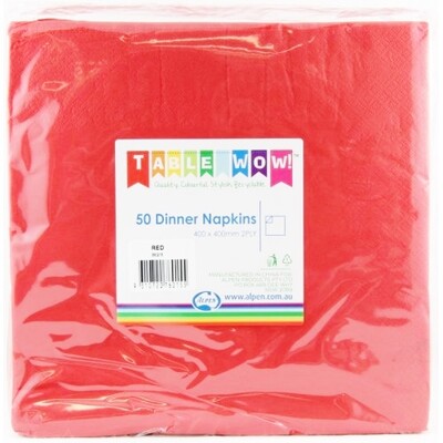 Red 2 Ply Dinner Napkins Pk 50