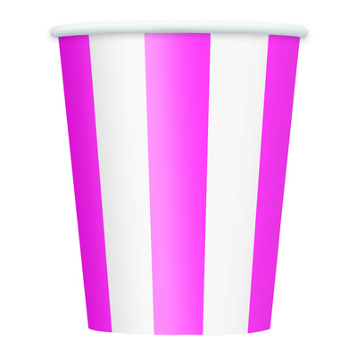 Pink Stripes 12oz Paper Cups Pk 6